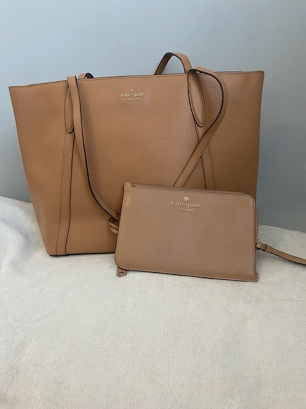 kate spade Tan Leather Tote with Matching Wristlet
